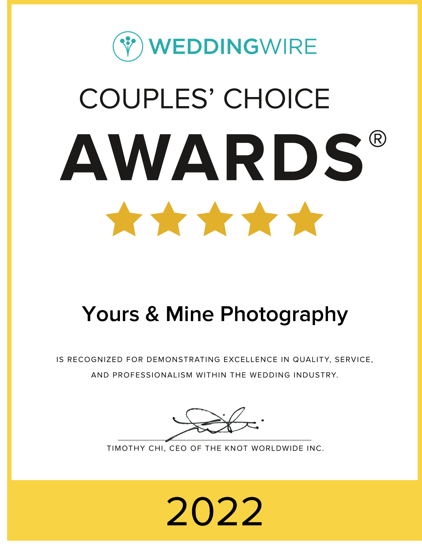 WeddingWire Couples' Choice Awards 2022