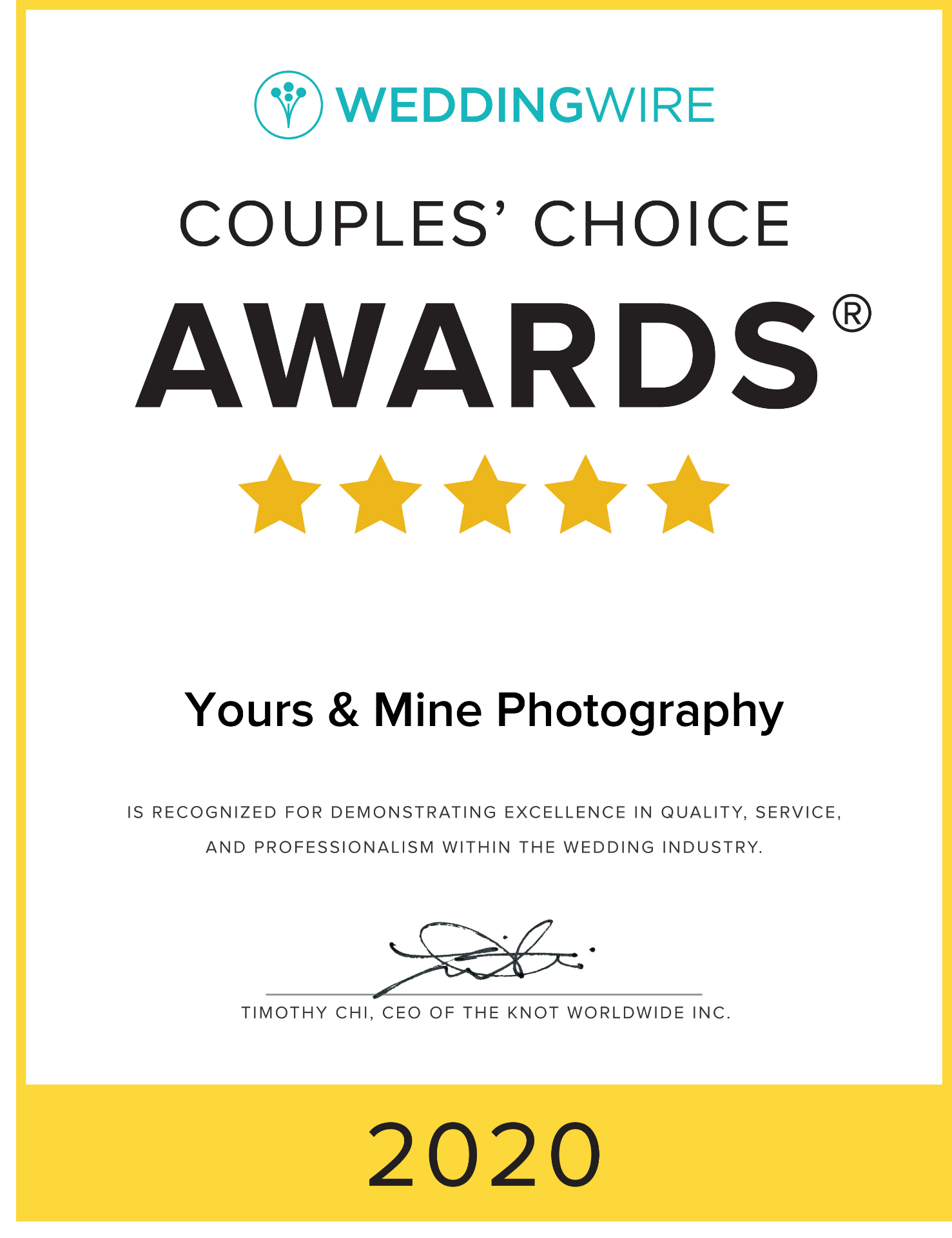 WeddingWire Couples' Choice Awards 2020